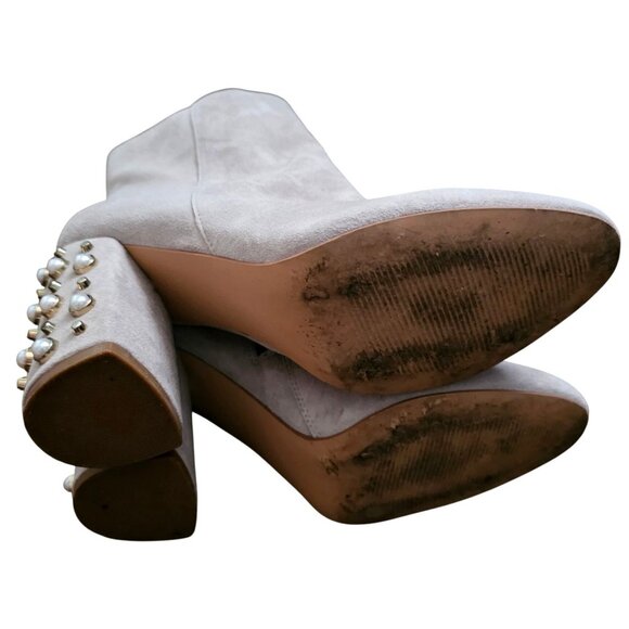 Steve Madden Suede Ankle Boots With Pearl Embellished Heels - Women's Size 8 - Picture 5 of 10